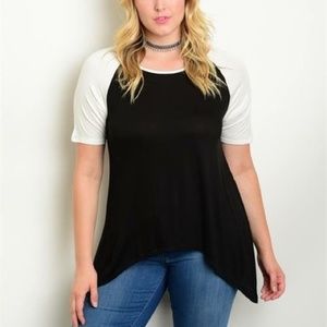 Sleek Black and Ivory Plus Size Shark bite Top